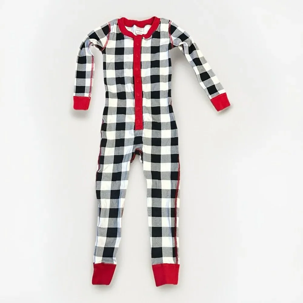 Hanna Andersson One Piece Long John Organic Cotton Buffalo Plaid Size 4 100cm